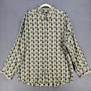 Jhane Barnes Shirt Mens Large Multicolor Geometric Button Up Long Sleeve Casual